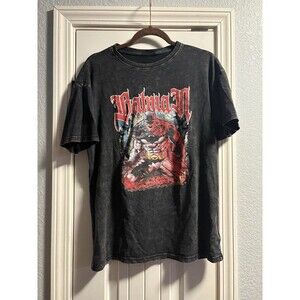 ROMWE Batman Graphic Tee Washed Black Gothic Streetwear Shirt Small